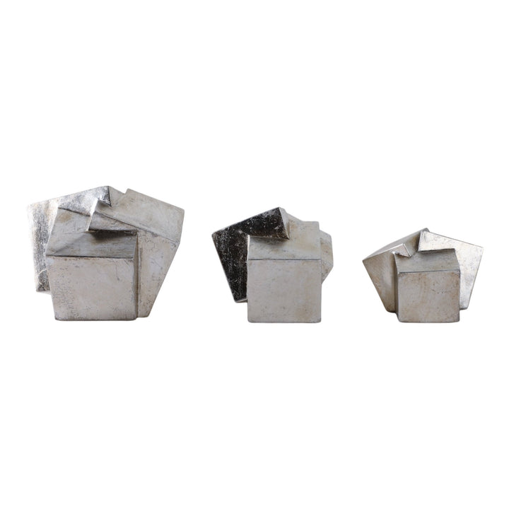 S/3 6/7/8" HULETT SILVER CUBES