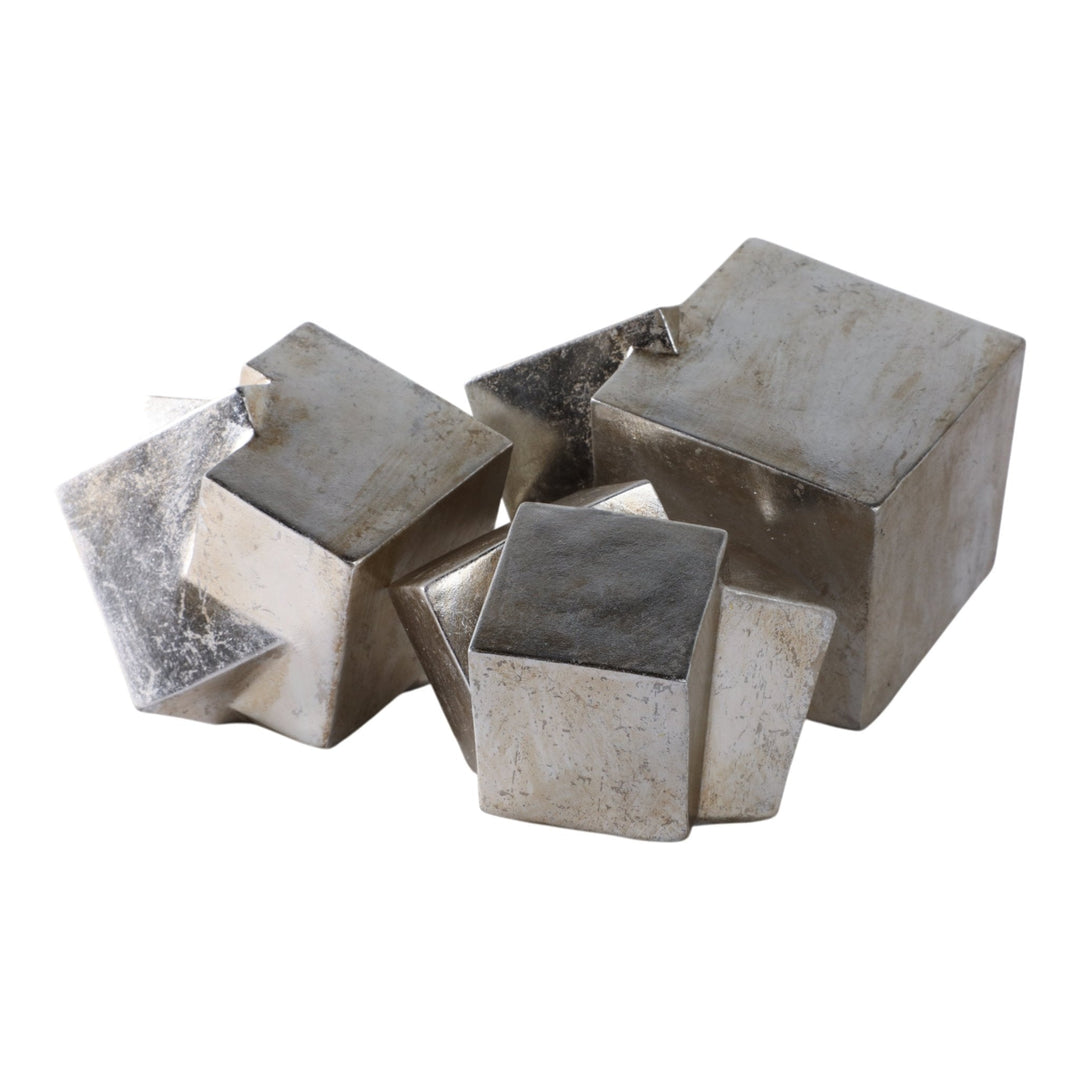 S/3 6/7/8" HULETT SILVER CUBES