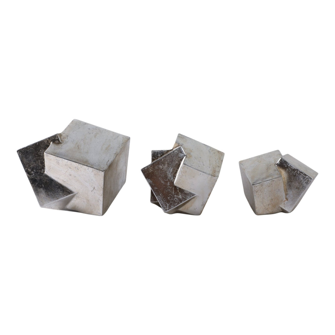 S/3 6/7/8" HULETT SILVER CUBES