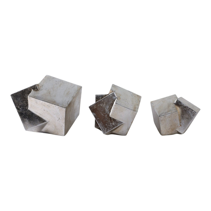 S/3 6/7/8" HULETT SILVER CUBES