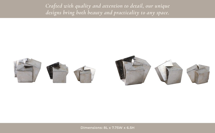 S/3 6/7/8" HULETT SILVER CUBES