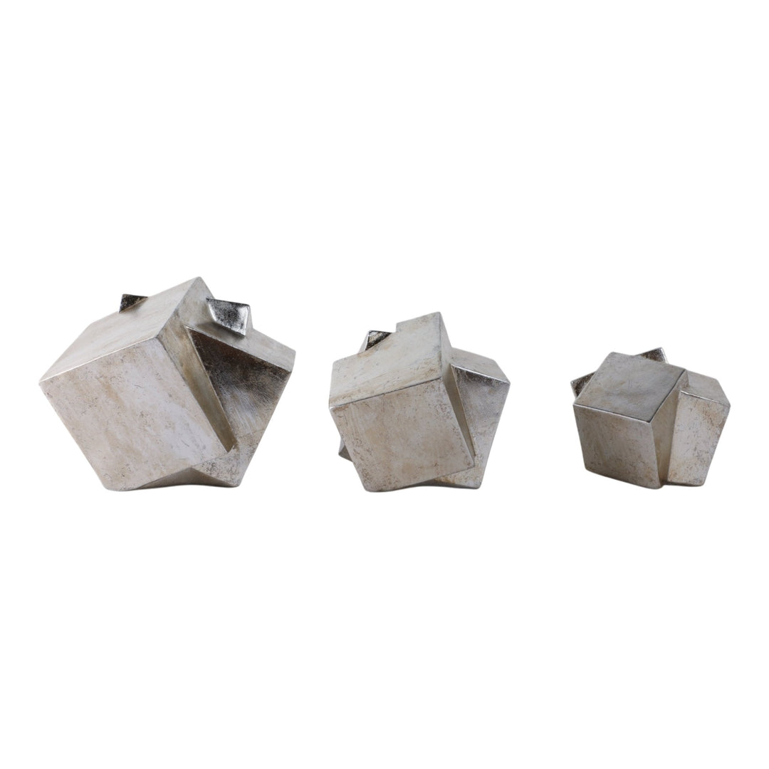 S/3 6/7/8" HULETT SILVER CUBES