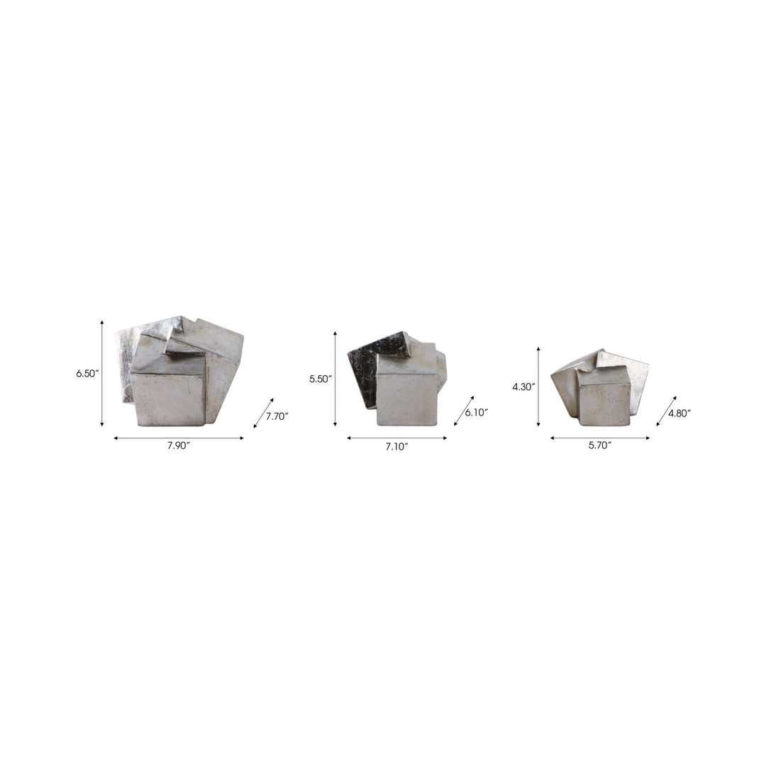 S/3 6/7/8" HULETT SILVER CUBES