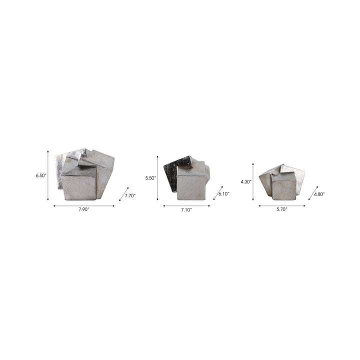 S/3 6/7/8" HULETT SILVER CUBES
