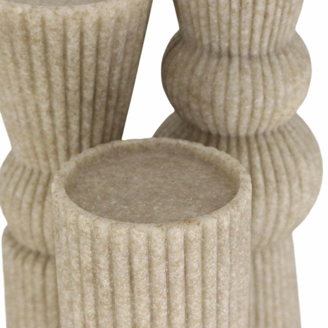 S/3 9/12/15" Flowood Brown Quartz Resin Candlestic
