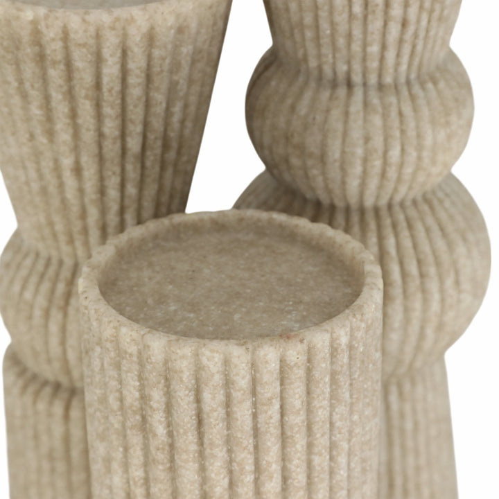 S/3 9/12/15" Flowood Brown Quartz Resin Candlestic