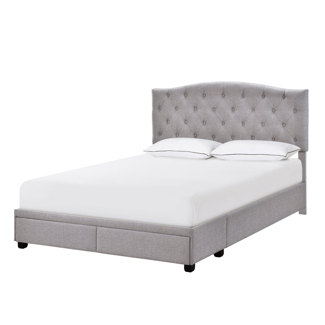 King Tufted Storage Bed - Glacier