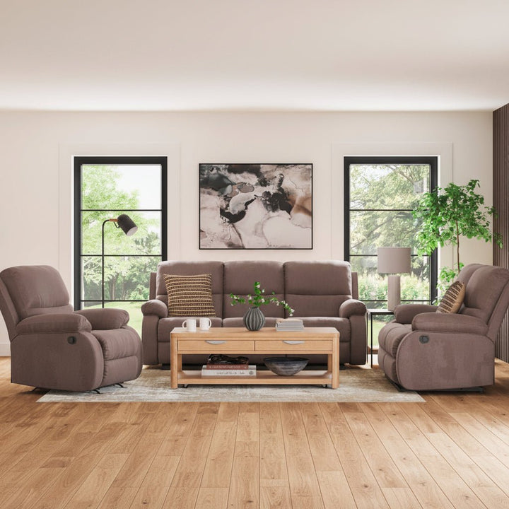 Scranto Reclining Sofa & Loveseat with Free Recliner