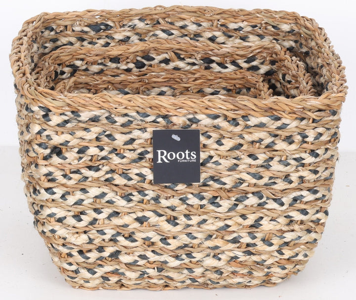 SEAGRASS / JUTE SQUARE TAPER BASKET - SET OF 3