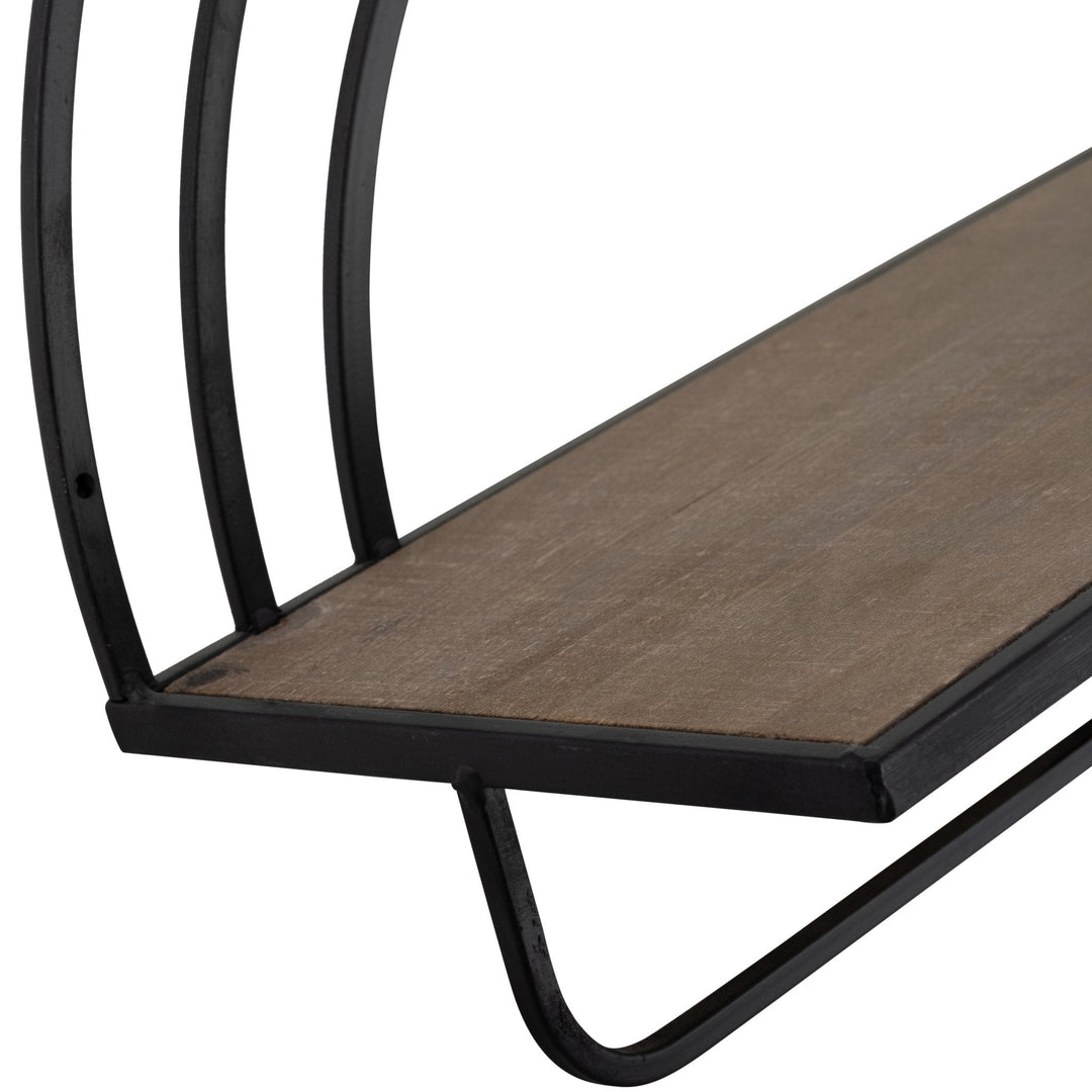 SET/2 WOOD/METAL RAINBOW STYLE SHEVES, BROWN/BLACK