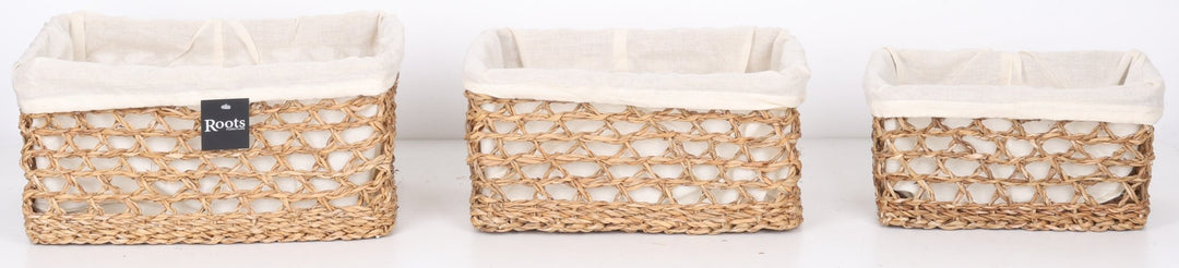 S.G NET BASKET - W/COTTON FABRIC S/3
