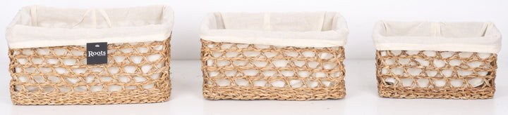 S.G NET BASKET - W/COTTON FABRIC S/3