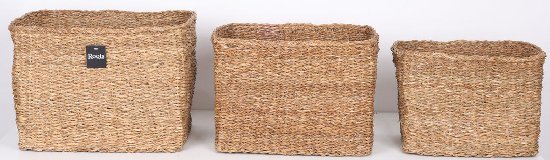 S.G RECTANGULAR BASKET WITH SELF HANDLE SET OF 3