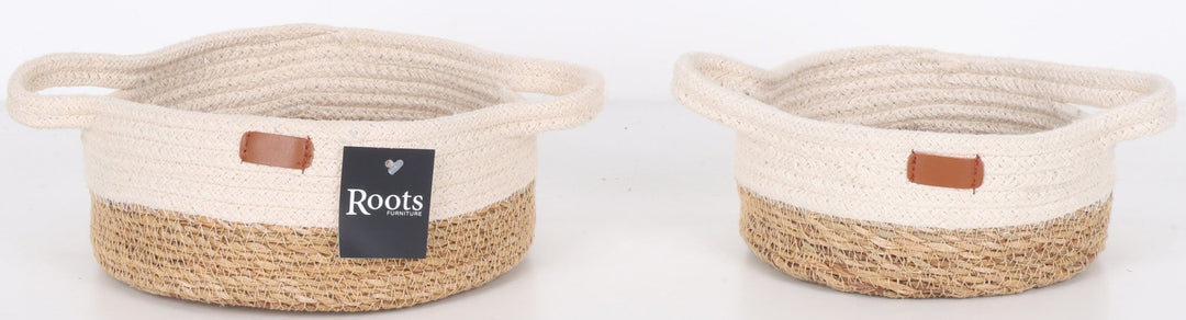 S.G|COTTON ROUND BASKET W/HNDL