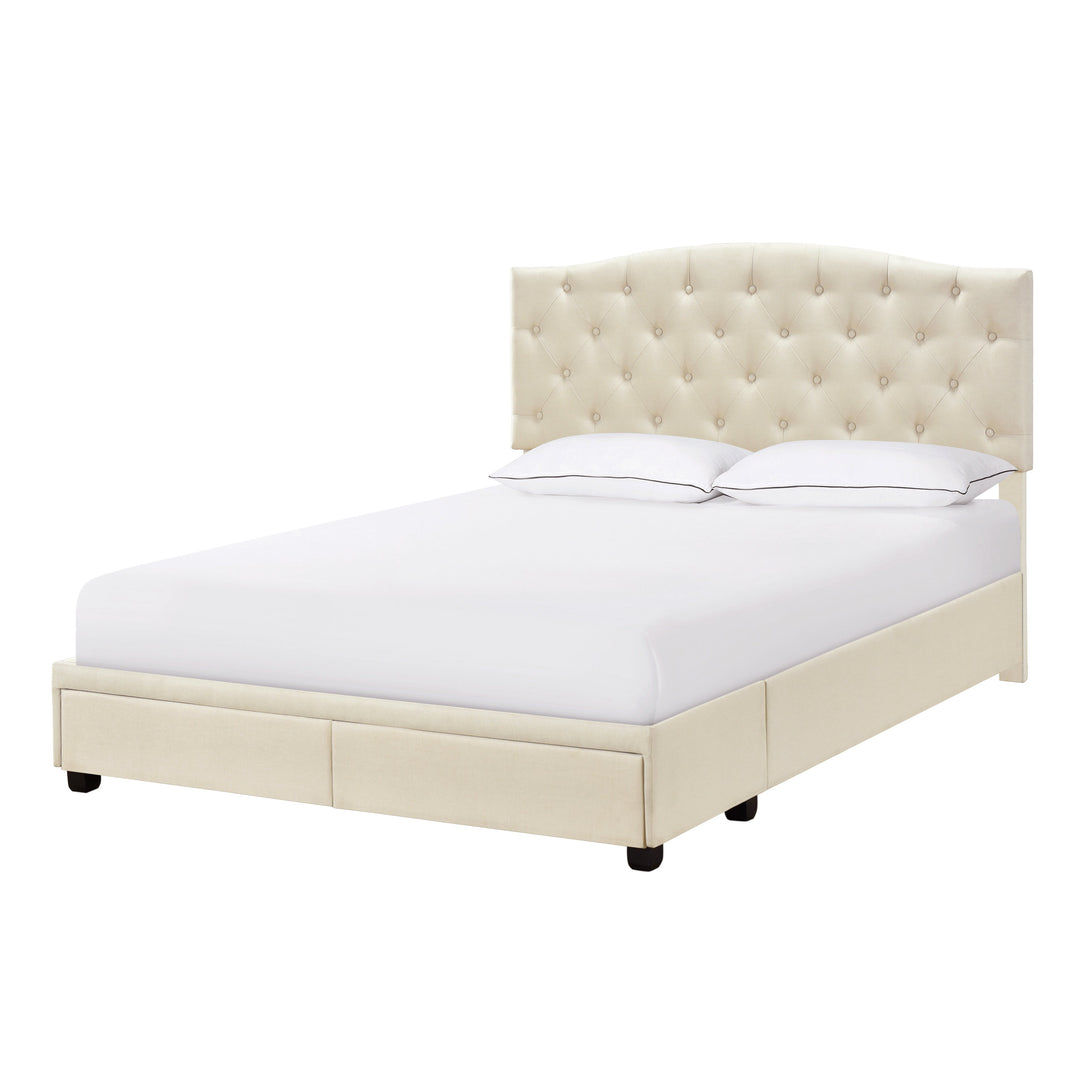 King Tufted Storage Bed - Linen