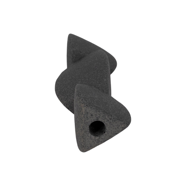 9" STACKED OBJECTS TAPER HOLDER SAND GLAZE, BLACK