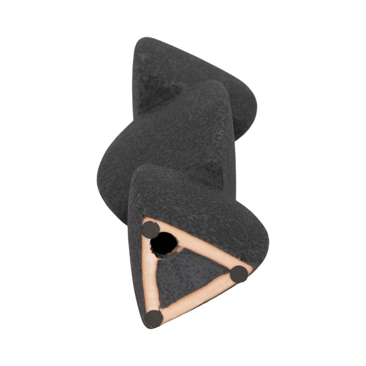 9" STACKED OBJECTS TAPER HOLDER SAND GLAZE, BLACK