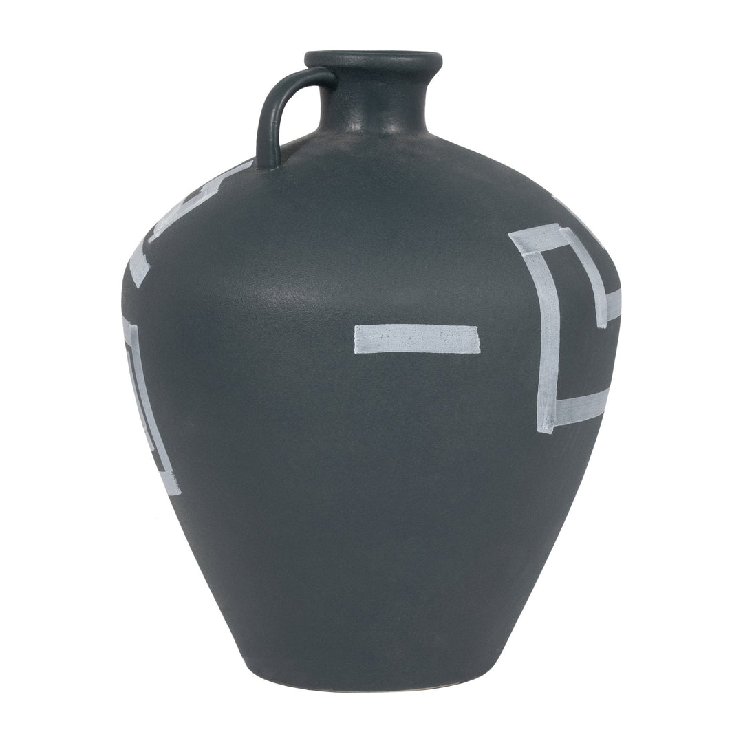 STONEWARE, 12" AZTEC JUG, GREEN