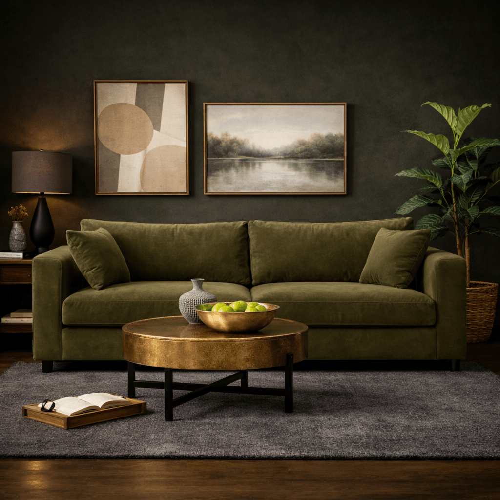 Terrona Rust XL Sofa - Olive