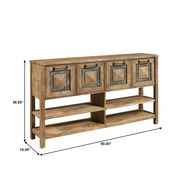 Rustic Stone Inserts Storage Console