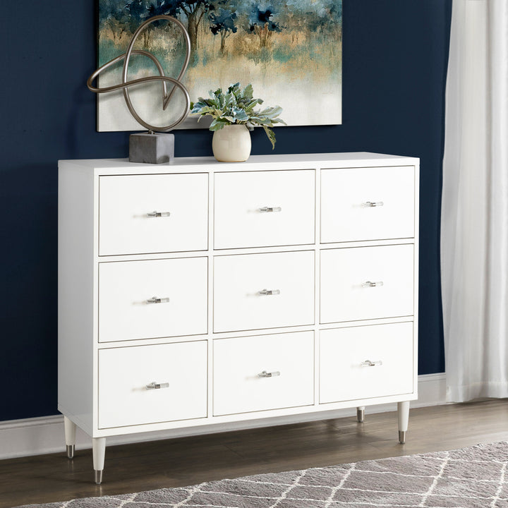 Modern White Nine Drawer Chest