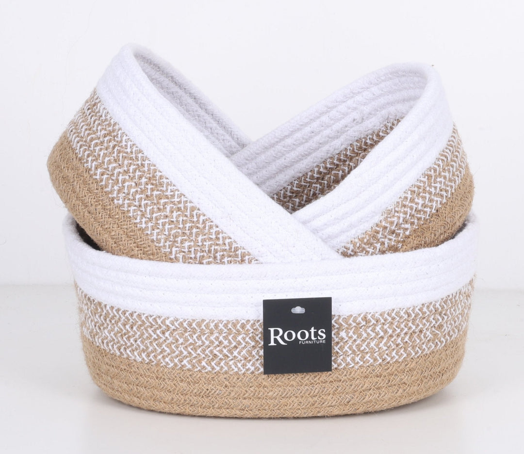 TRI CLR - CTN/JUTE - OVAL BASKET - S/3