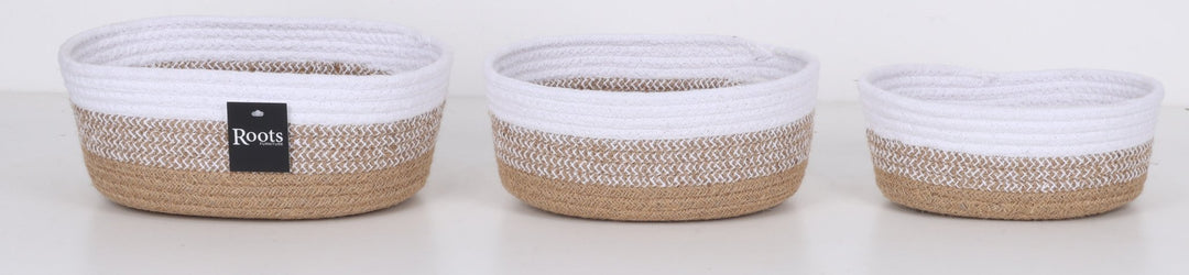 TRI CLR - CTN/JUTE - OVAL BASKET - S/3