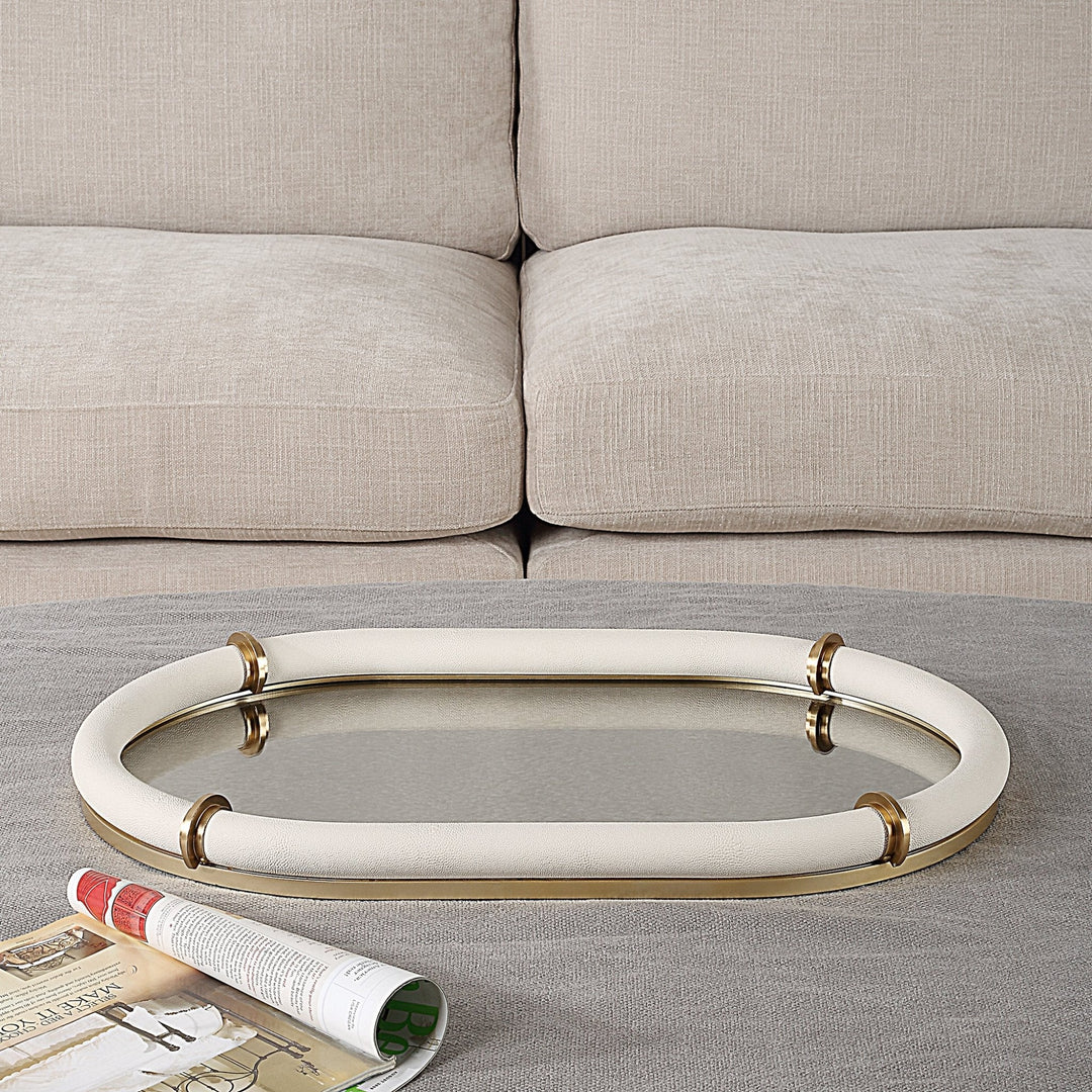 Uttermost Cyprus Leather Oval Tray