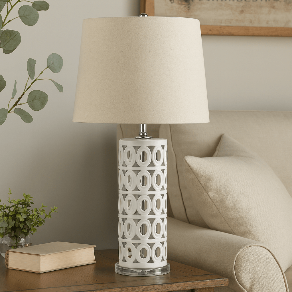 VARIEGATED CACERAMIC TABLE LAMP