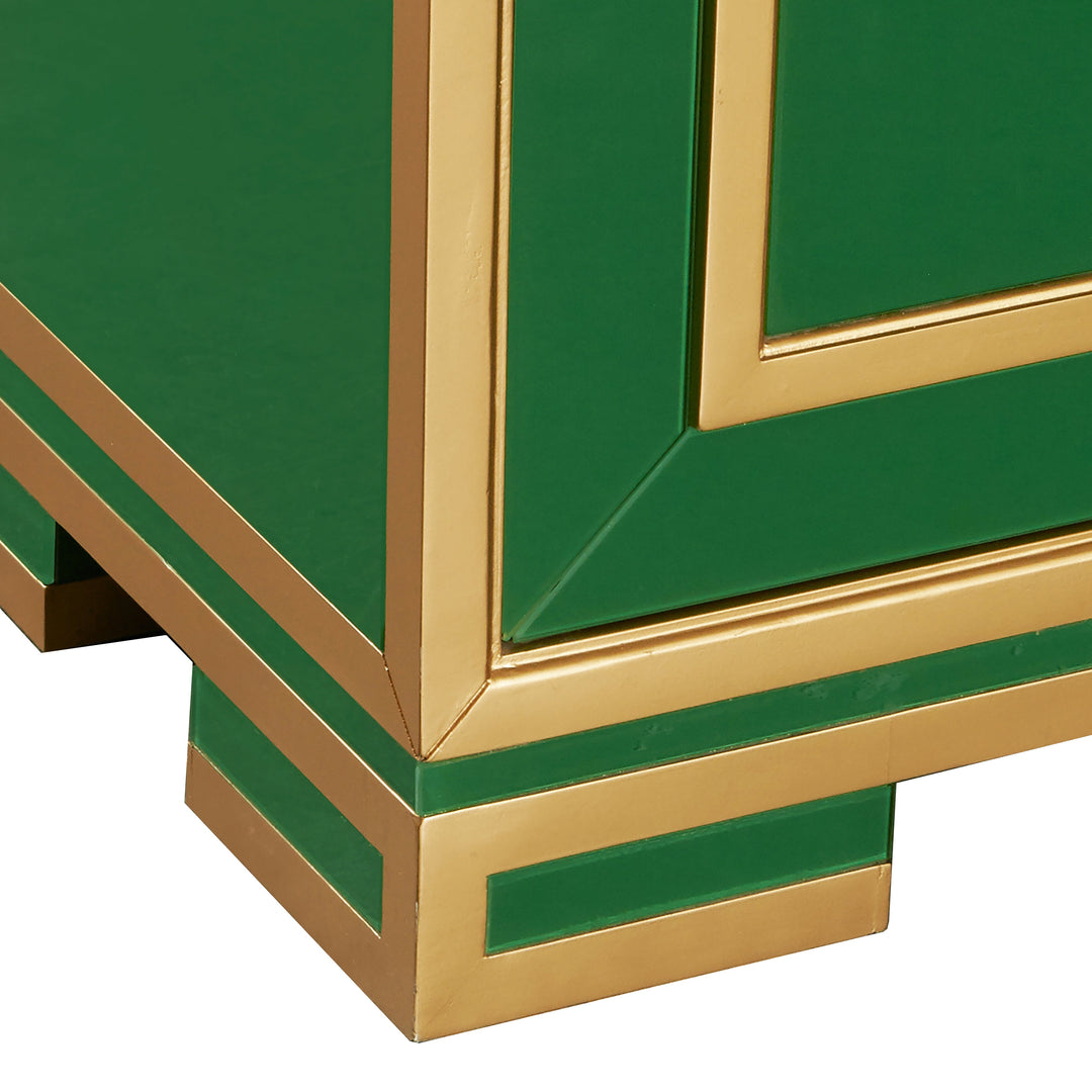 Two Door Emerald & Gold Glass Chest