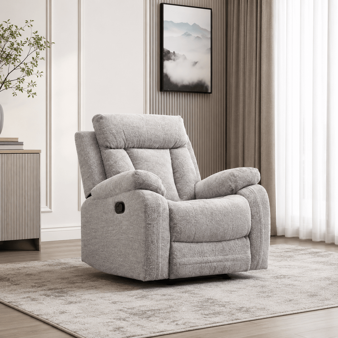 Warsaw Grey Manual Recliner with Glider
