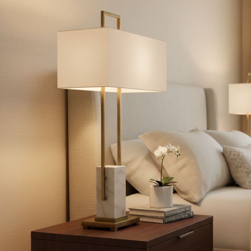 White Marble Table Lamp