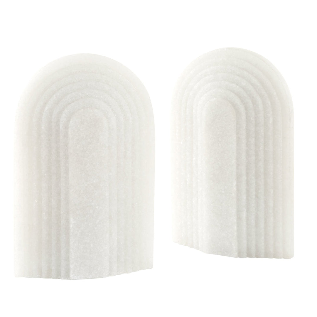 WHITE RICE STONE BOOKENDS S/2