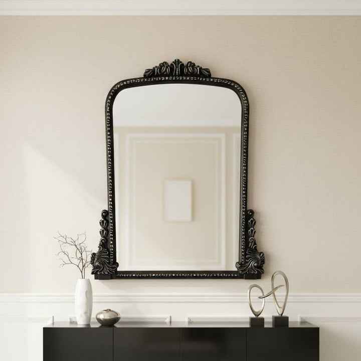 WOOD, 72", MIRROR WITH ANTIQUE FRAME, BLACK