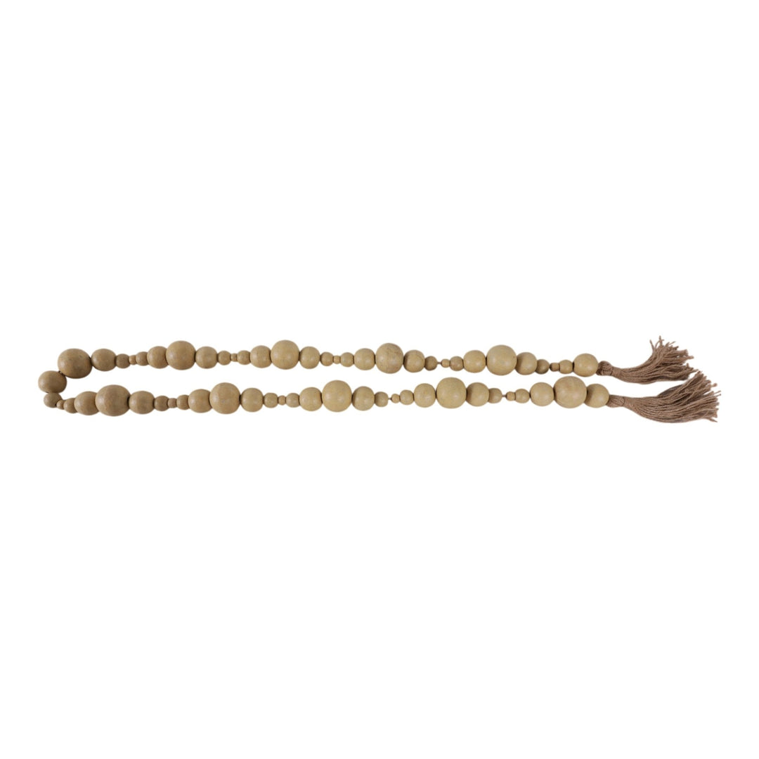 WOOD, 84"L STONEWASH BEAD GARLAND, IVORY