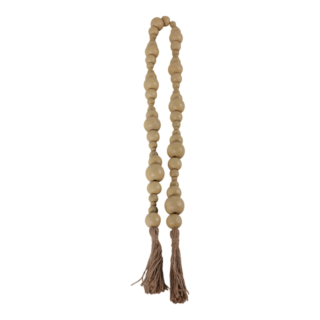 WOOD, 84"L STONEWASH BEAD GARLAND, IVORY