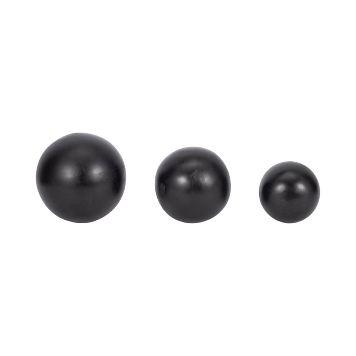 WOOD, S/3 4/5/6" ORBS, BLACK