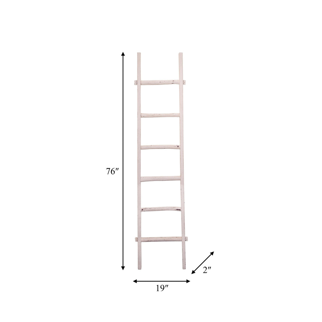 WOODEN , DECORATIVE 76" LADDER, WHITE