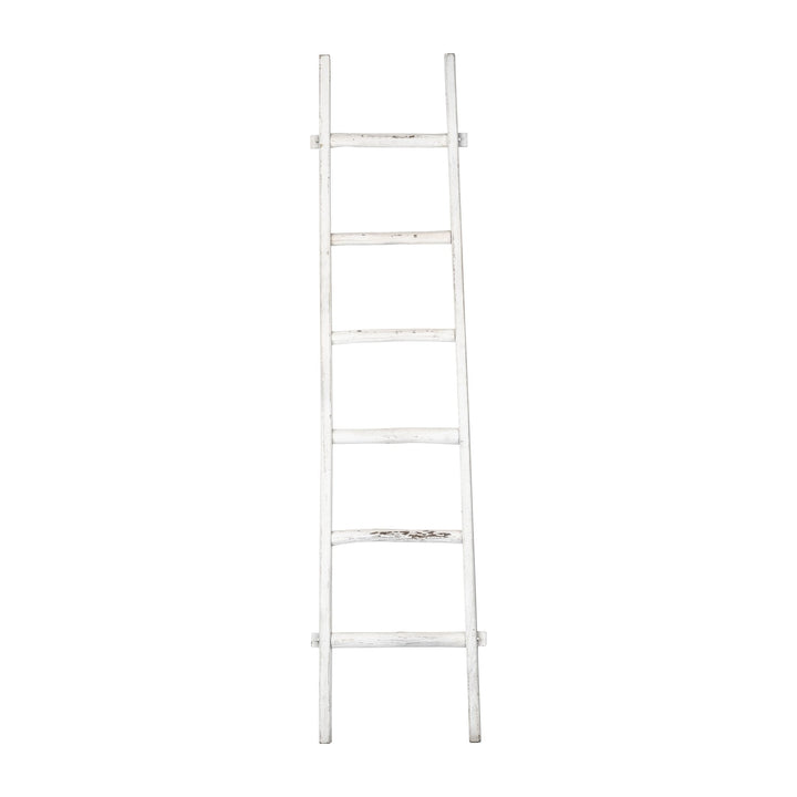 WOODEN , DECORATIVE 76" LADDER, WHITE