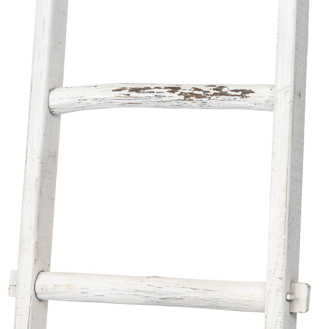 WOODEN , DECORATIVE 76" LADDER, WHITE