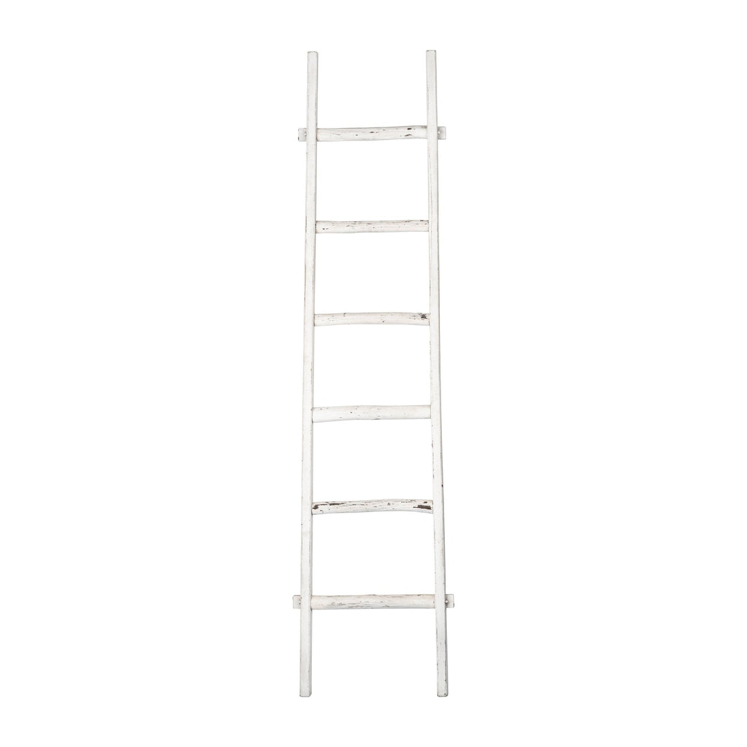 WOODEN , DECORATIVE 76" LADDER, WHITE