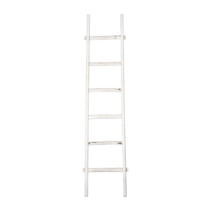 WOODEN , DECORATIVE 76" LADDER, WHITE