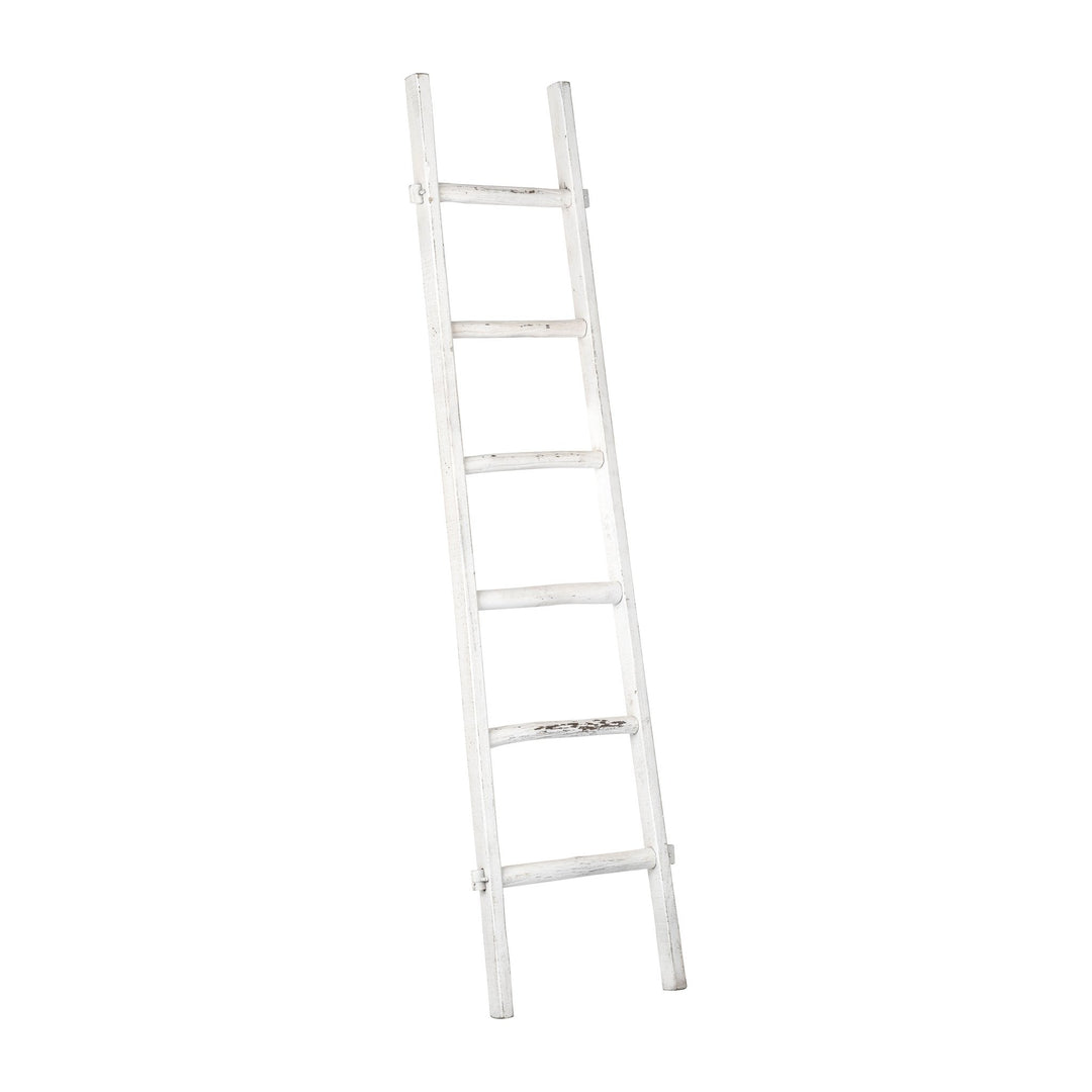WOODEN , DECORATIVE 76" LADDER, WHITE