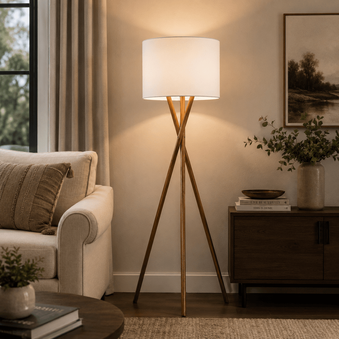WOODEN TRIPOD FLOOR LAMPS