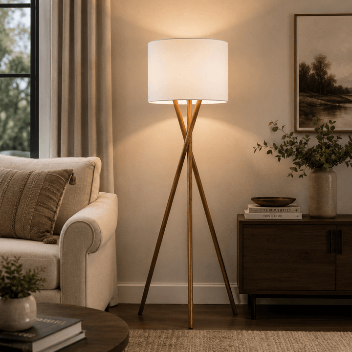 WOODEN TRIPOD FLOOR LAMPS