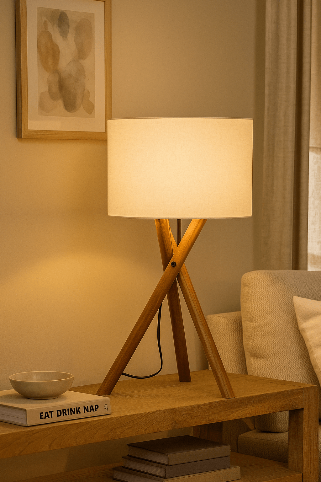 WOODEN TRIPOD TABLE LAMPS