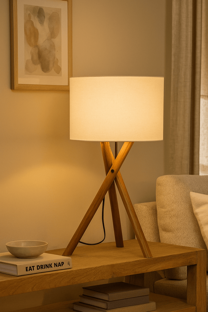 WOODEN TRIPOD TABLE LAMPS