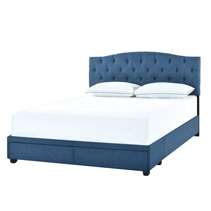 King Tufted Storage Bed - Denim