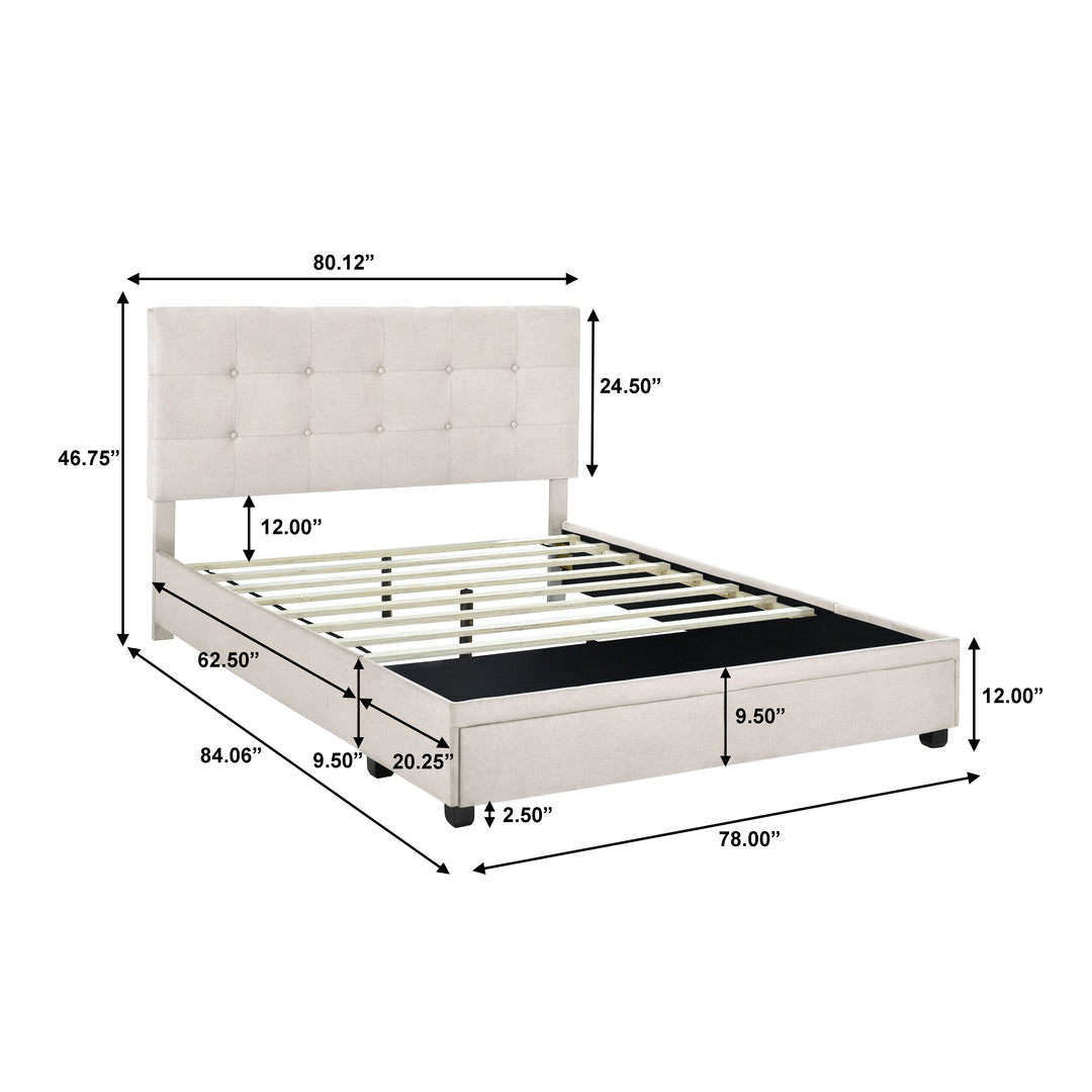 King Storage Bed - Fog