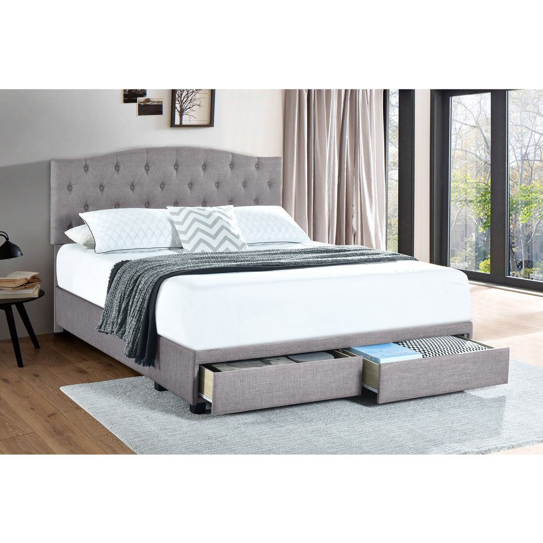 King Tufted Storage Bed - Glacier